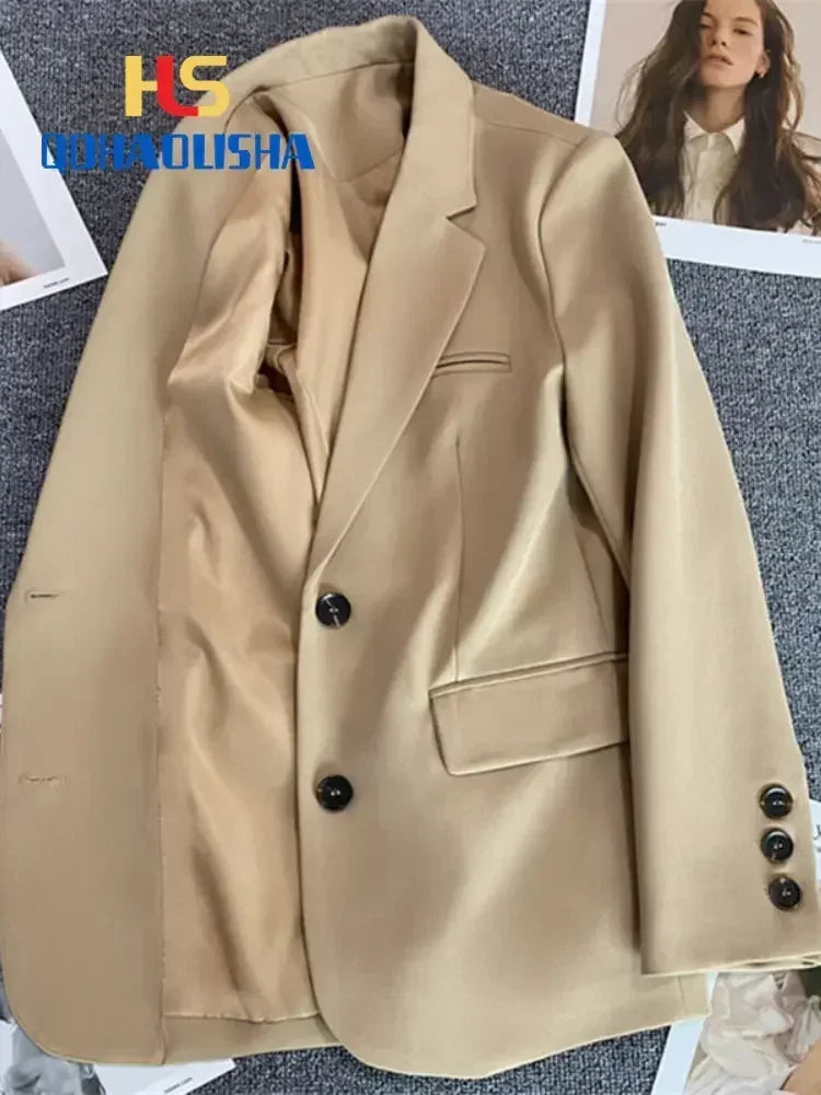 Women's Jacket New in Korean Fashion Small Suit Top Brown Suit Coat Clothes Loose Straight Temperament Slim Blazer for Women