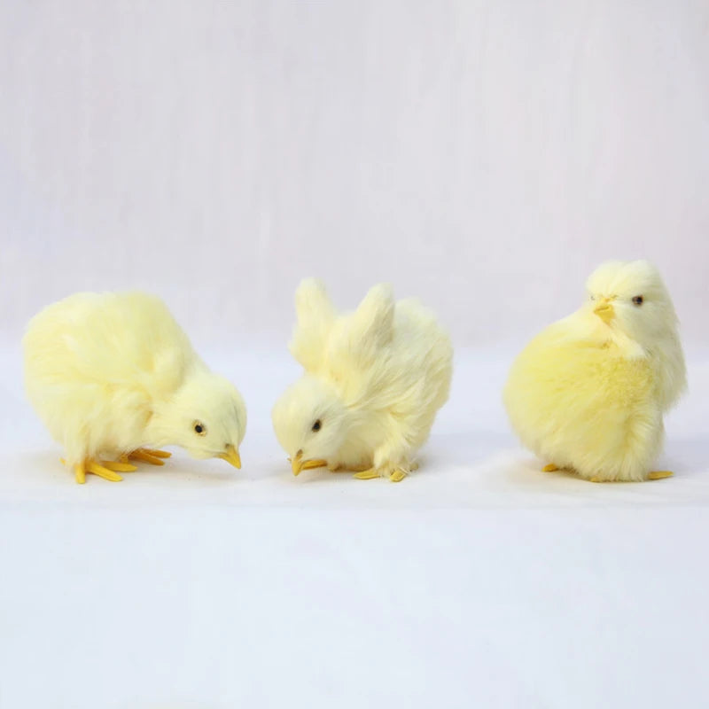 Easter Realistic Chick Decoration Plush Chick Figurine Simulation Chick for Kids DIY Miniature Chicken Garden Home Ornament