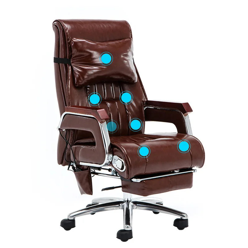 Luxury Price Brown PU Leather Executive Massage Office Chair Ergonomic Swivel Soft Sponge Office Chair with Headrest