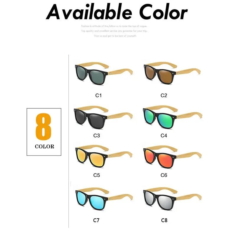 Classic Bamboo Wood Sunglasses Brand Design Men Women Coating Mirror Sun Glasses Retro Glasses UV400 Shades