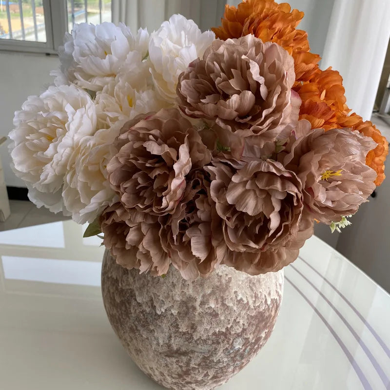 Simulation Seven Peony Silk Flowers Bouquet Home Living Room Table Decoration Wedding Decoration Artificial Flowers Fake Flower