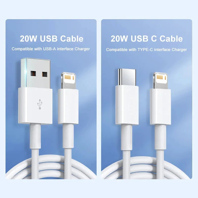 USB Cable For Apple iPhone 14 13 11 12 15 Pro Max 8 Plus XR XS Fast Charging Phone USB C Date Cable For iPad Charger Accessories