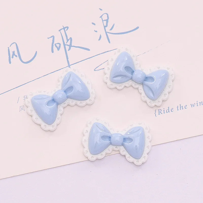 10 Pcs New Lovely Mixed Color Cartoon Bow Resin Scrapbook Diy Jewellery Hairpin Accessories Decorate Workmanship