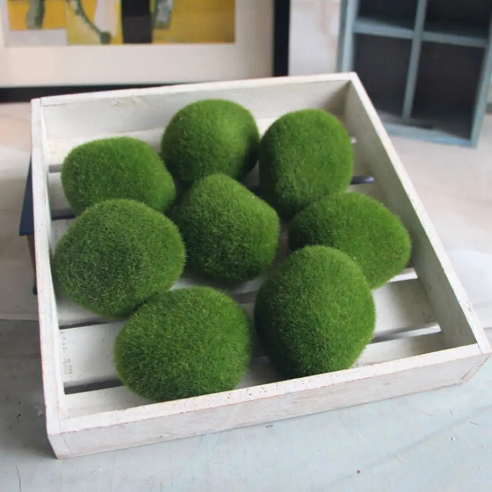 10PCS Artificial Green Moss Ball Fake Stone Simulation Plant Diy Decoration for Shop Window Hotel Home Office Plant Wall Decor