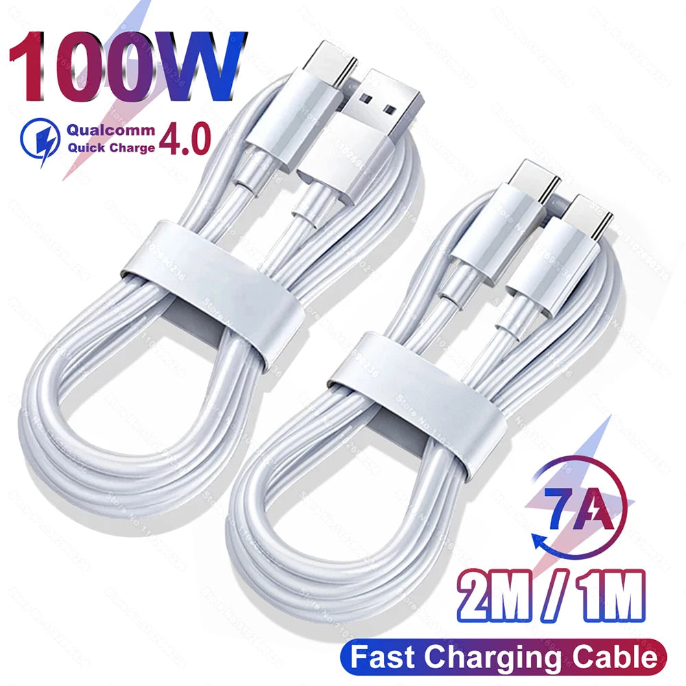 7A 100W Fast Charging Cable USB Type C Wire Cord For Xiaomi 13 Redmi Note 12 11 Samsung S23 S22 Ultra Huawei Oneplus Accessories