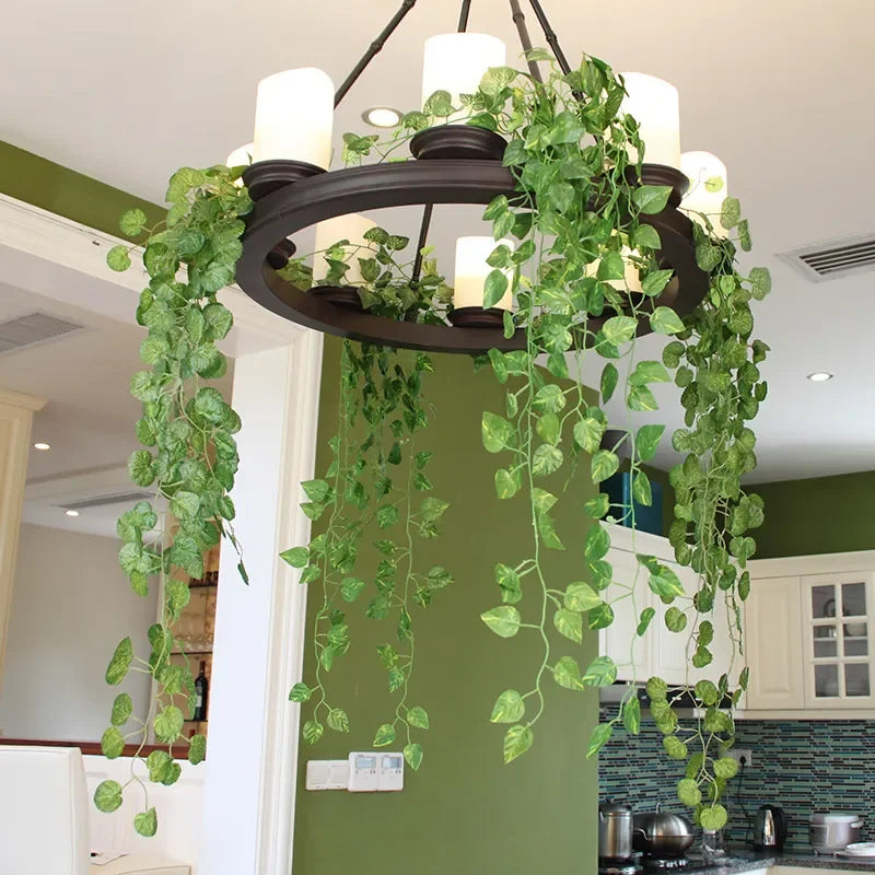 440CM Artificial Plant Green Ivy Leaf Garland Fake Plant Creeper Hanging Vine DIY for Wedding Party Home Garden Wall Decoration