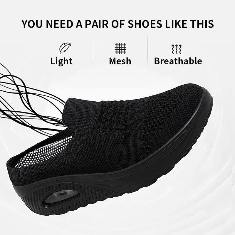 Summer Women's Lightweight and Breathable Casual Sports Slippers Slip-on Outdoor Beach Non-slip Comfortable Walking Air Slippers