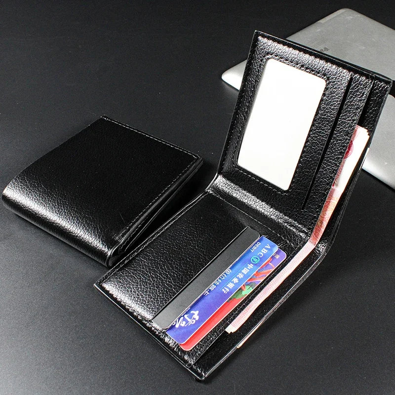 Men's Wallet Genuine Leather Men Wallets Premium Product Real Cowhide Wallets for Man Short Black Wallet Portefeuille Homme