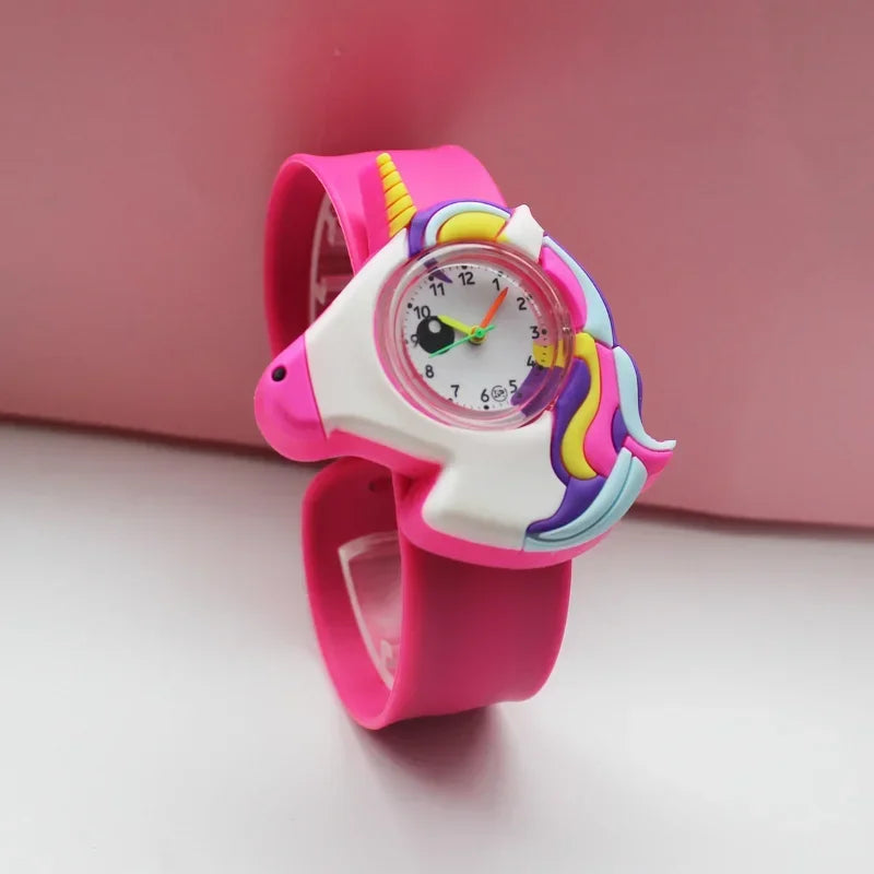 Fashion Cartoon Unicorn Flash Light Girls Watches Kids with Bracelet Silicone Strap Children Watches Clock Reloj Infantil