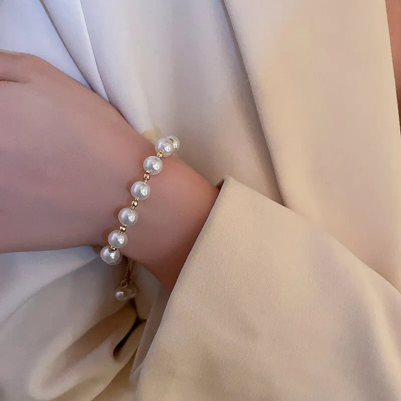 Elegant Pearl Bracelet Baroque Simulated Pearl Women Bracelet Bangles Ladies Fashion Charm Jewelry For Birthday Party Gifts