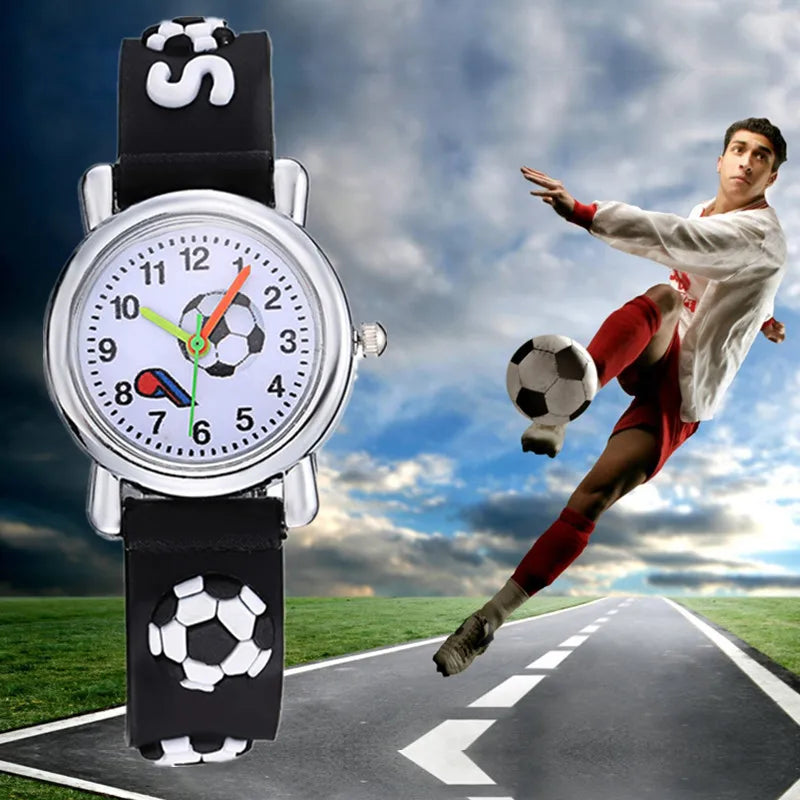 Cute Football Cartoon Kids Watches Soccer Children's Quartz Watch Soft Silicone Watchband Creative Boys Girls Watch Gift Clock