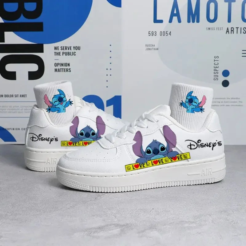 Lilo Stitch Disney New 2023 Tennis Shoes Print Sport ShoesCouple White Shoes Cartoon Mickey Sneakers Children Casual Shoes