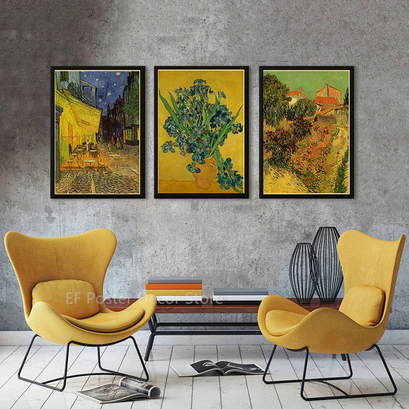 Leonardo Di Ser Piero Da Vinci Vincent Willem Van Gogh Poster Prints Vintage Home Dining Room Art Wall Decoration Retro Painting