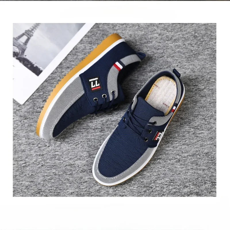 New Men's Canvas Shoes Lightweight Sports Shoe Casual Mesh Breathable Vulcanized Shoes for Men Classic Fashion Lace Up Work Shoe