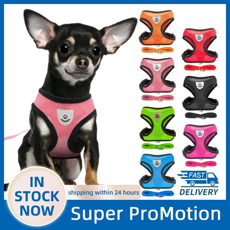 Dog Harness Walking Lead Leash For Small Dogs Collar Polyester Adjustable Mesh Puppy Cat Harness Vest For Medium Pet Accessories