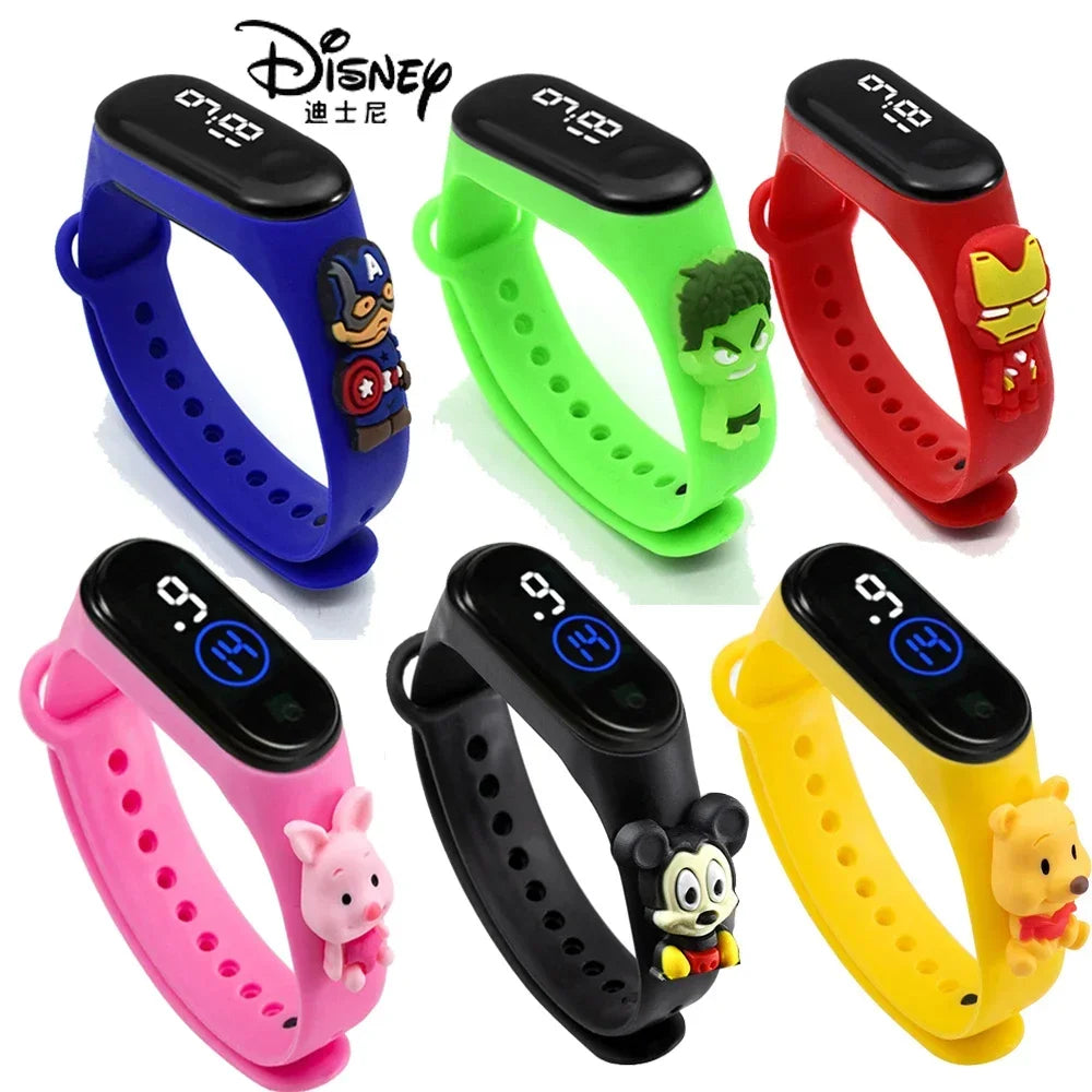 2024New Disney Mickey Minnie LED Touch Watch Donald Duck Bracelet Watch Student Children Sports Cartoon Electronic Watch Present