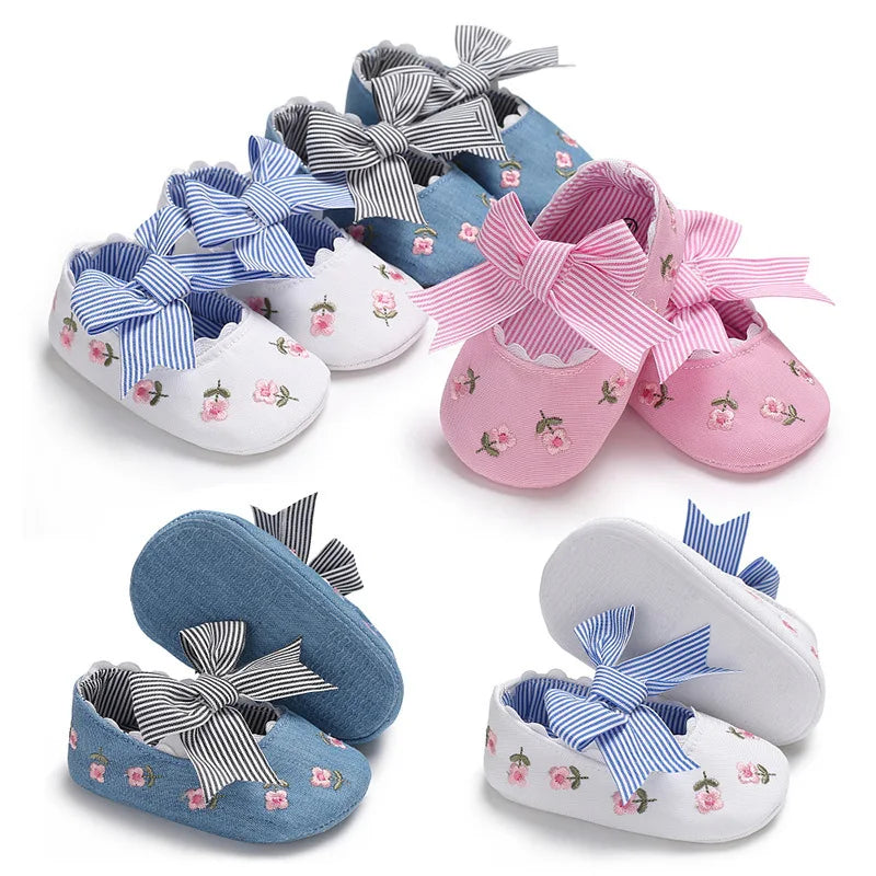 Baby Girl Newborn Shoes Spring Summer Sweet Very Light  Big Bow Knitted Dance Ballerina Dress Pram Crib Shoe Cute Toddler Shoes