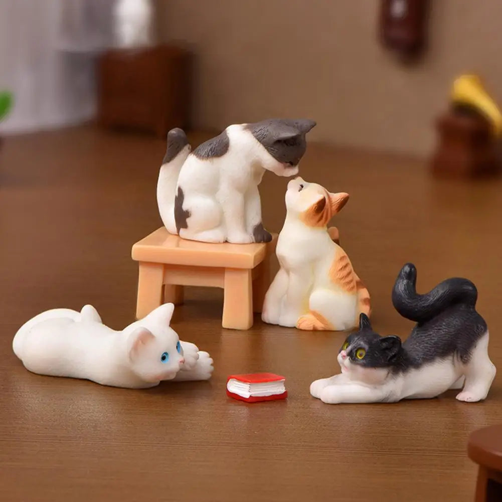 Cat Ornament Animal Image Exquisite Workmanship Realistic Mini Cat Crafts Miniatures Figurines Kitten Accessories Home Decor
