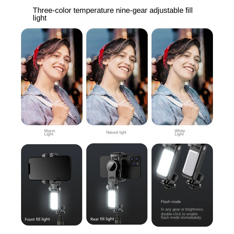 FANGTUOSI 2024 NEW Gimbal Stabilizer Desktop Following Shooting Mode Selfie Stick Monopod With Bluetooth Shutter For Smartphone