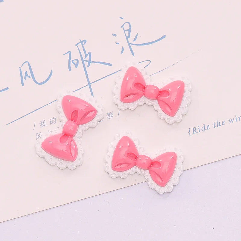 10 Pcs New Lovely Mixed Color Cartoon Bow Resin Scrapbook Diy Jewellery Hairpin Accessories Decorate Workmanship