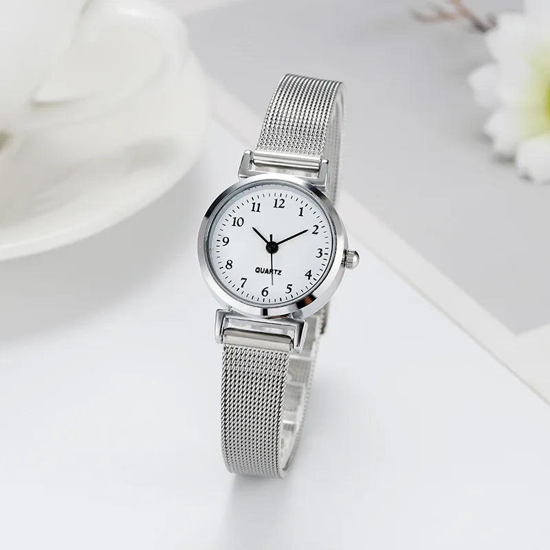 Simple Korean Version Women Watch Student Digital Compact Stainless Steel Mesh Strap Quartz Wristwatch Reloj Mujer Dropshipping