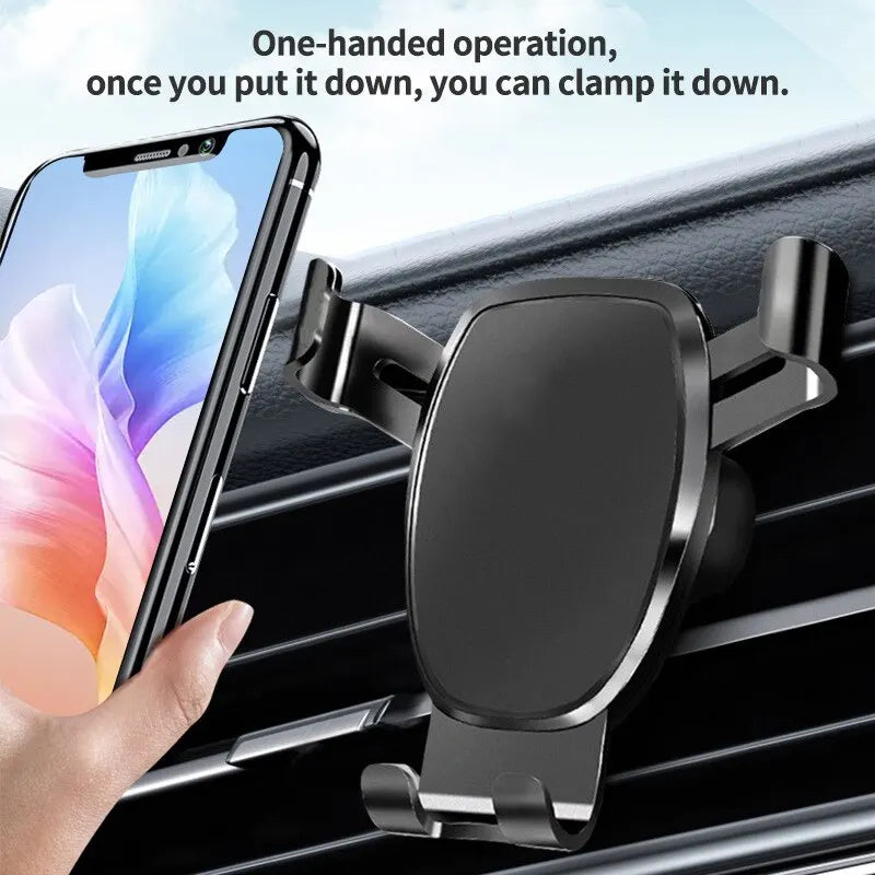 Mobile Phone Holder Air Outlet Gravity Sensor Car Holder Riangle Gravity Frosted Simplicity Solid Metallic Material