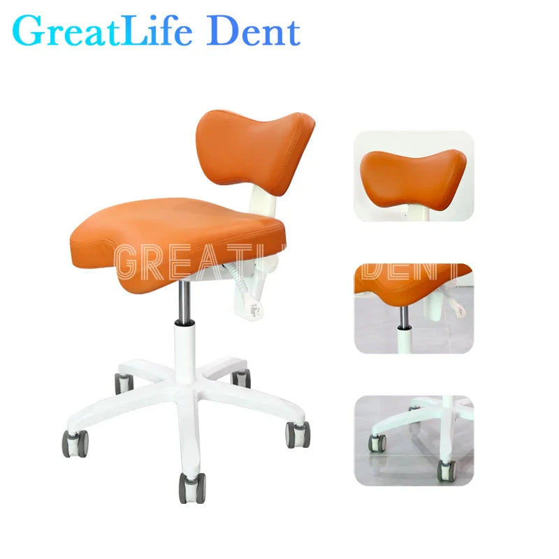 GreatLife Dental Stool Medical Ergonomic Pu Leather Armrest Luxury Colorful Height Adjustable Wheel Lifting Swivel Dentist Chair