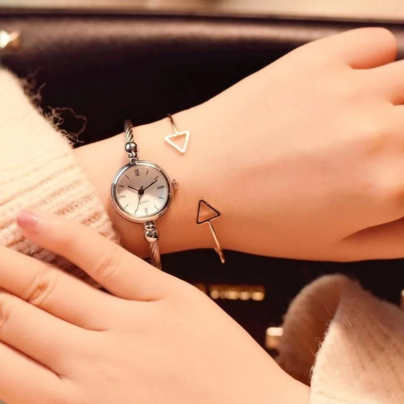 Fashion Bracelet Watches for Women Luxury Stainless Steel Retro Ladies Quartz Wristwatches Women Dress Clock 여자시계