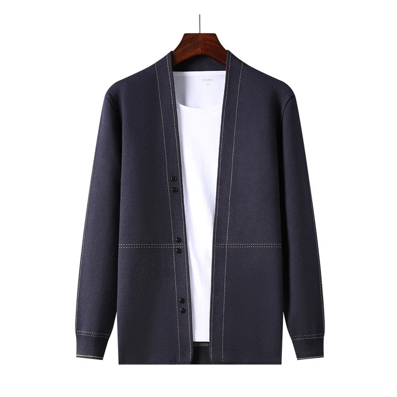 Top Grade Wool 5% New Brand Designer Fashion Knit Slim Fit Korean Style Cardigan Men Sweater Casual Coats Jacket  Mens Clothes