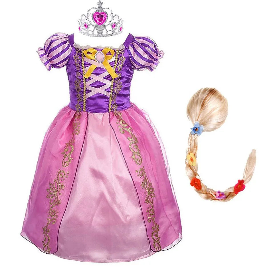 Girls Rapunzel Costume Kids Summer Tangled Fancy Cosplay Princess Dress Children Birthday Carnival Halloween Party Clothes 2-8T