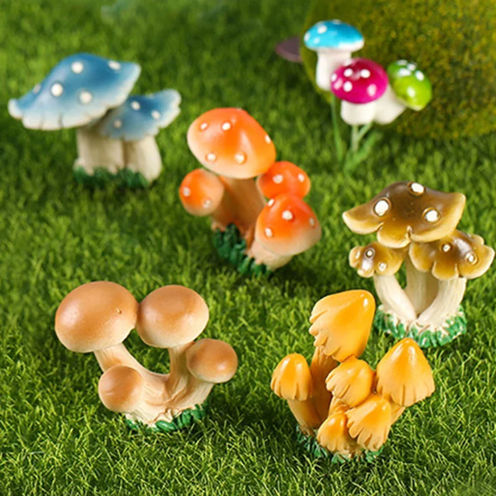 2023 Simulation Mushroom Resin Small Mushroom Statue Large Garden Mushroom Decorative Desktop Decoration Micro Landscape