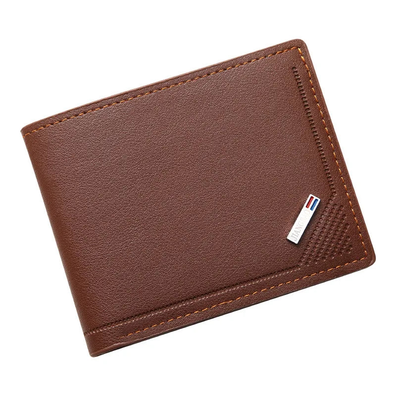 New Men's Wallet Short Wallet Youth Fashion Thin Multi Card Large Capacity Horizontal Business Soft Leather Wallet for Men