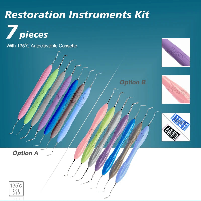 Dental Resin Spatulas 7pcs/lot Composite Instruments Kit Silicone Resins Filler for Dental Aesthetic Restoration Dentist Tool