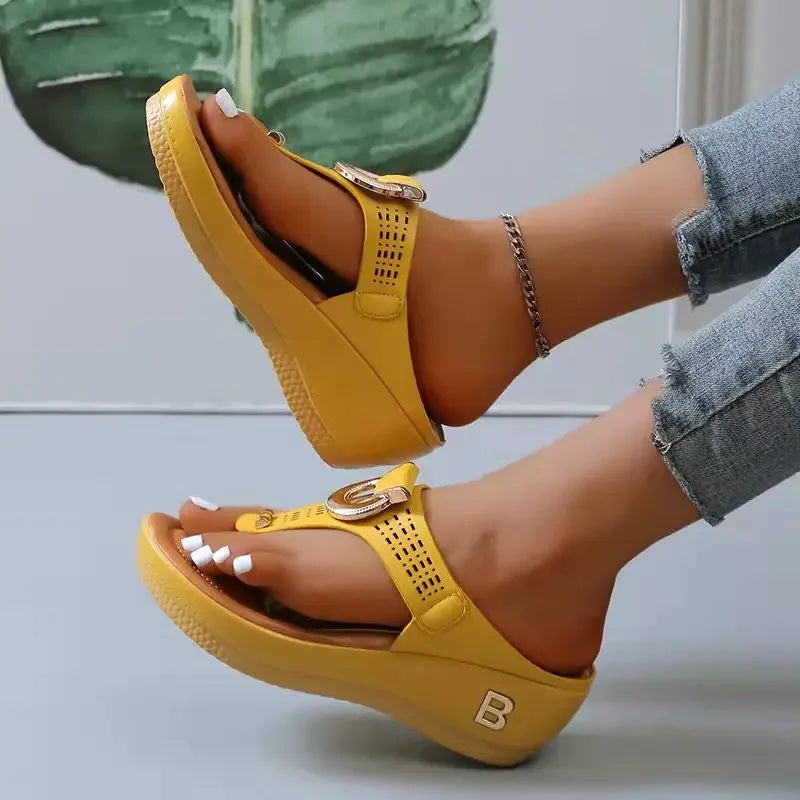 Summer Sandals Women 2024 Big Size Platform Wedges Sandals Slippers Non-Slip Open Toe Flip Flops Ladies Comfortable Beach Shoes