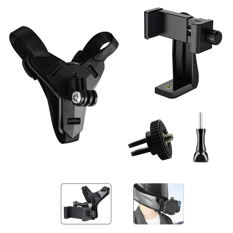 For iPhone Motorcycle Helmet Chin Mount Bracket Mobile Phone Holder 1/4 Screw Adapter Cycling For Xiaomi iPhone Huawei IQOO
