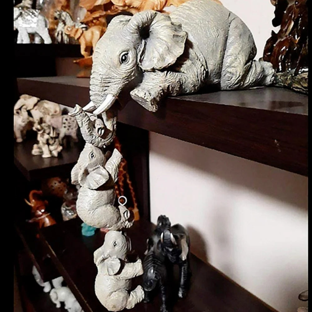 3 Pcs/set Cute Elephant Hug Baby Doll Resin Handicraft Decoration Home Decor Gift Decorative Figurines Miniatures Accessories