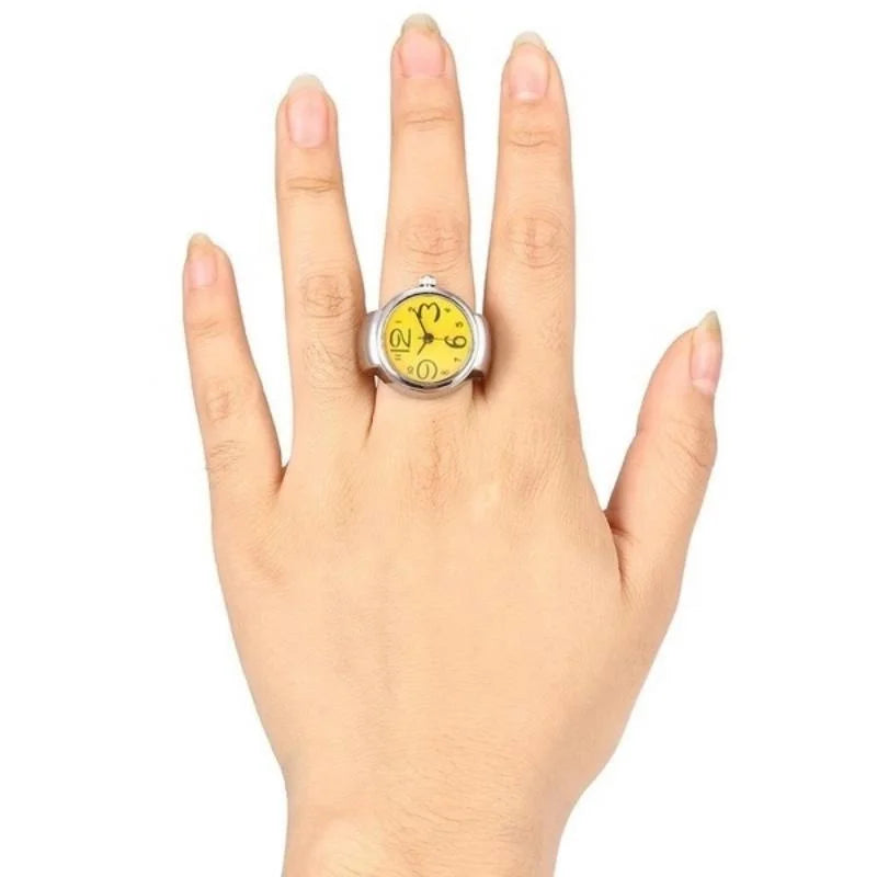 Men Women Creative Round Elastic Quartz Finger Ring Watch Fashion Couple Watch for Lovers