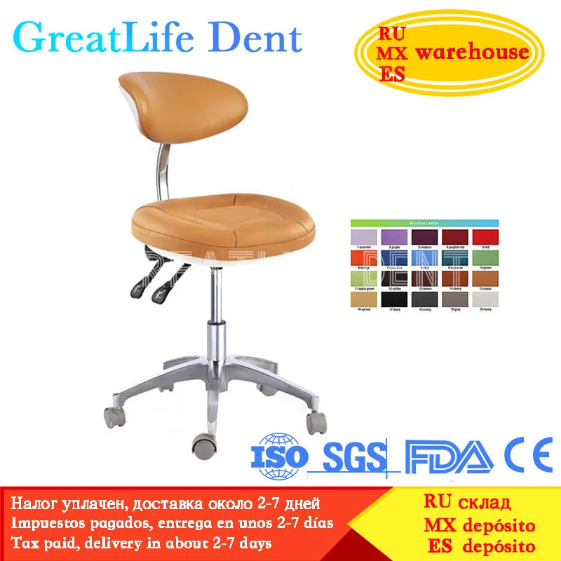 GreatLife Dent Salon Bar Rotating Swivel Haircut Swivel High Quality Doctor Rolling Chair Dental Dentist Operational Chair
