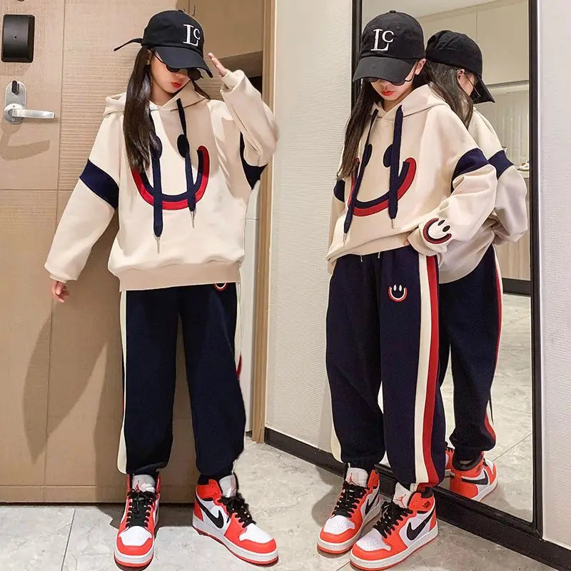 Girls Spring Autumn Winter Casual Cotton Hoodie Pants Sports Suits Teenage Kids Korean Style Outfits Children Clothing Sets