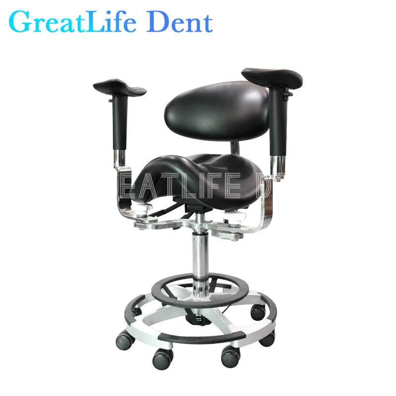 GreatLife Dental Pu Leather Armrest Dental Chair Seat Dentist Lifting Swivel Hospital Nurse Assistant Sitting
