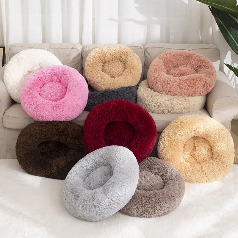 Dog Bed Donut Big Large Round Basket Plush Beds for Dogs Medium Accessories Fluffy Kennel Small Puppy Washable Pets Cat Products