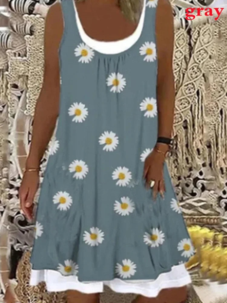 O Neck Vest Dress Women Summer Casual Mini Loose Dresses Summer Fashion Clothes