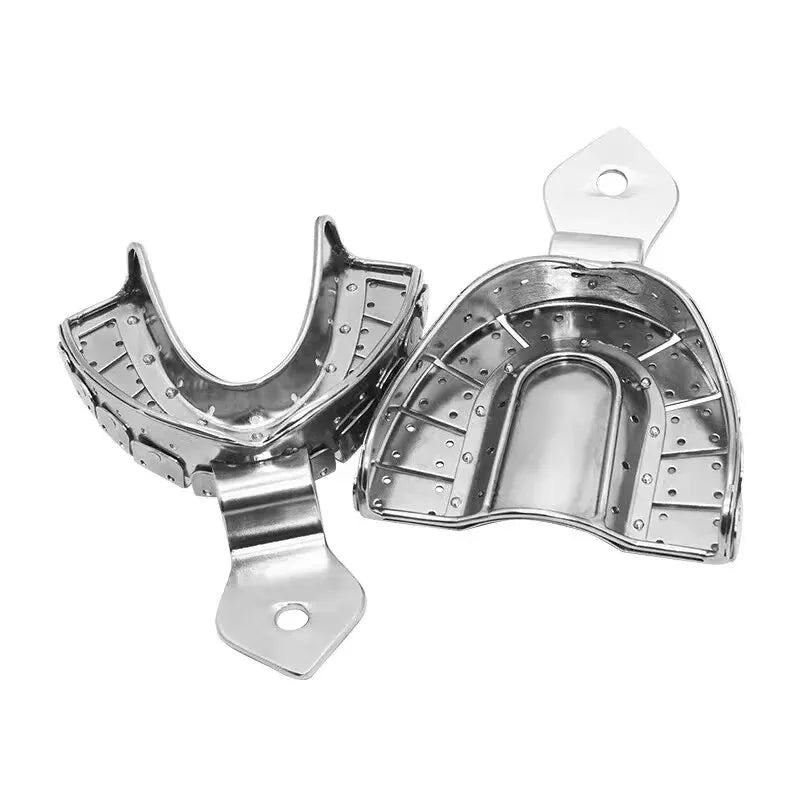 6Pcs/Set Dental Impression Stainless Steel Trays Sets Equipment Autoclavable Dentist Lab Tools Dental Tray Teeth Holder S/M/L