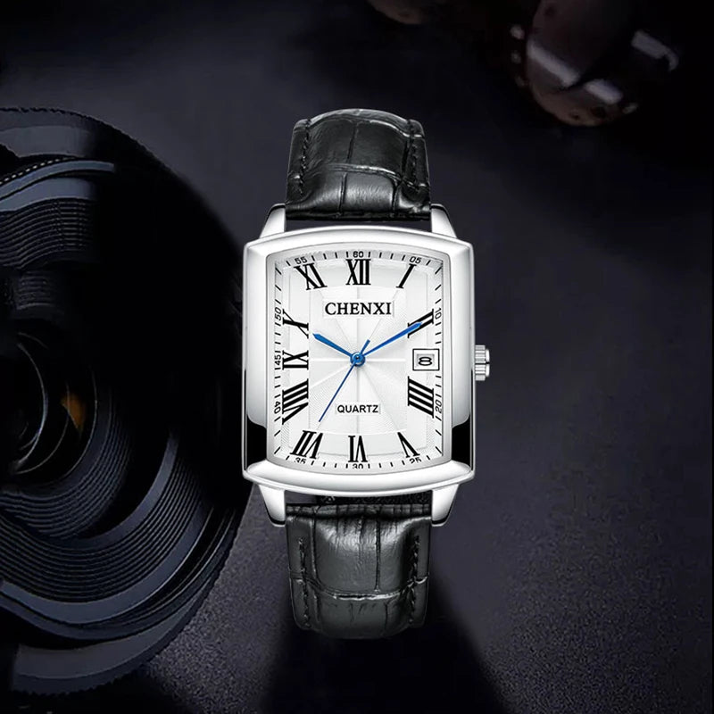 CHENXI Lover's Watches Luxury Leather Strap Square Watch Men Women Fashion Simple Quartz Wristwatch Couple Watch Free Shipping