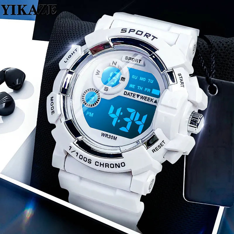 YIKAZE Kids Watches Fashion Luminous Waterproof Alarm Clock  Watches Boys and Girls Student Smart Electronic Watch Gift