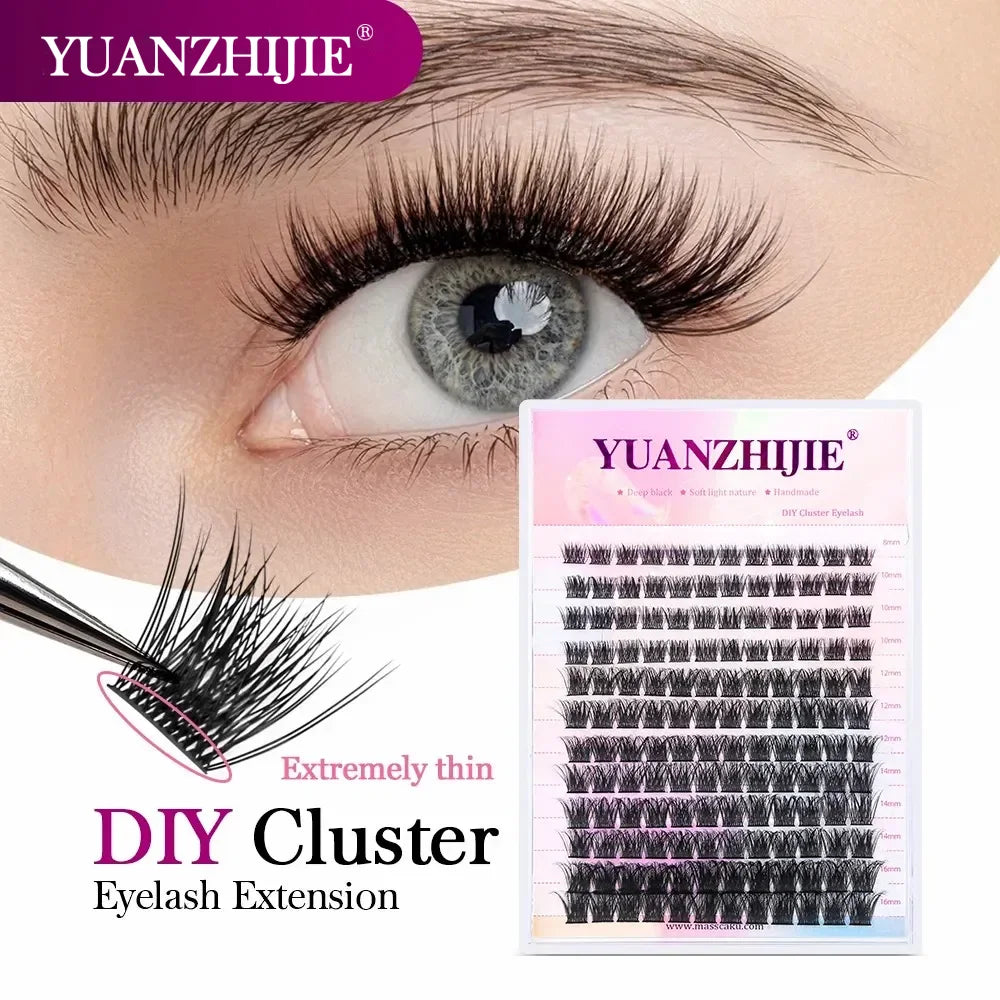 Mix Color 144 Russian Volume YUANZHIJIE False Eyelashes Natural Soft DIY Cluster Segment Lashes Cute Deer Rainbow Eyelashes