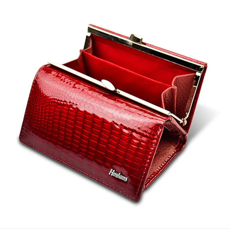 Genuine Leather Wallets for Women Luxury Designer Wallet Ladies Purses Shiny 2022 Fashion Handbag Female Serpentine Clutch Bag