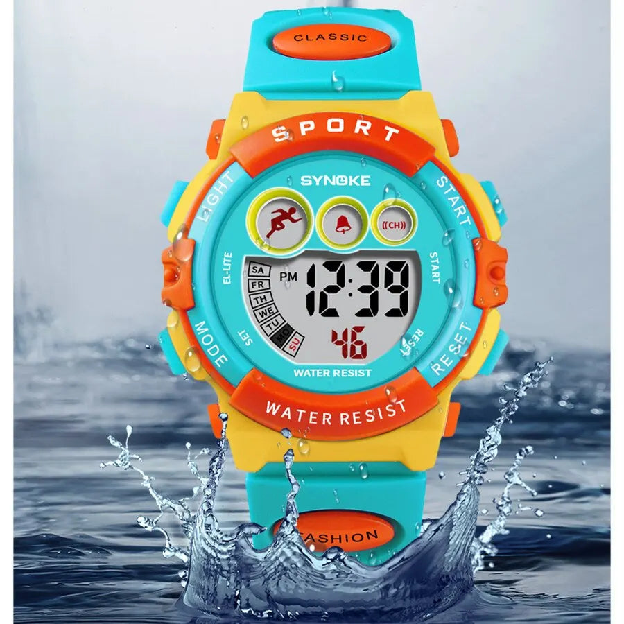 SYNOKE Student Sport Watches For Kids Colorful Electronic Watches 50M Waterproof Clock Children Digital Watch For Boys Girls
