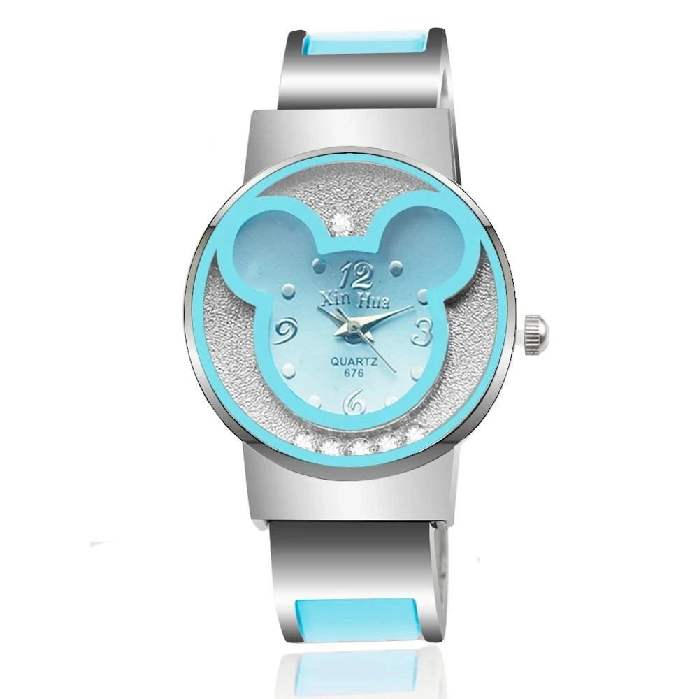 Children's Quartz Watch For  Mickey Mouse Cartoon Stainless Steel Bracelet  Kids Student Boy Girl Cute Wristwatches Clock Gift