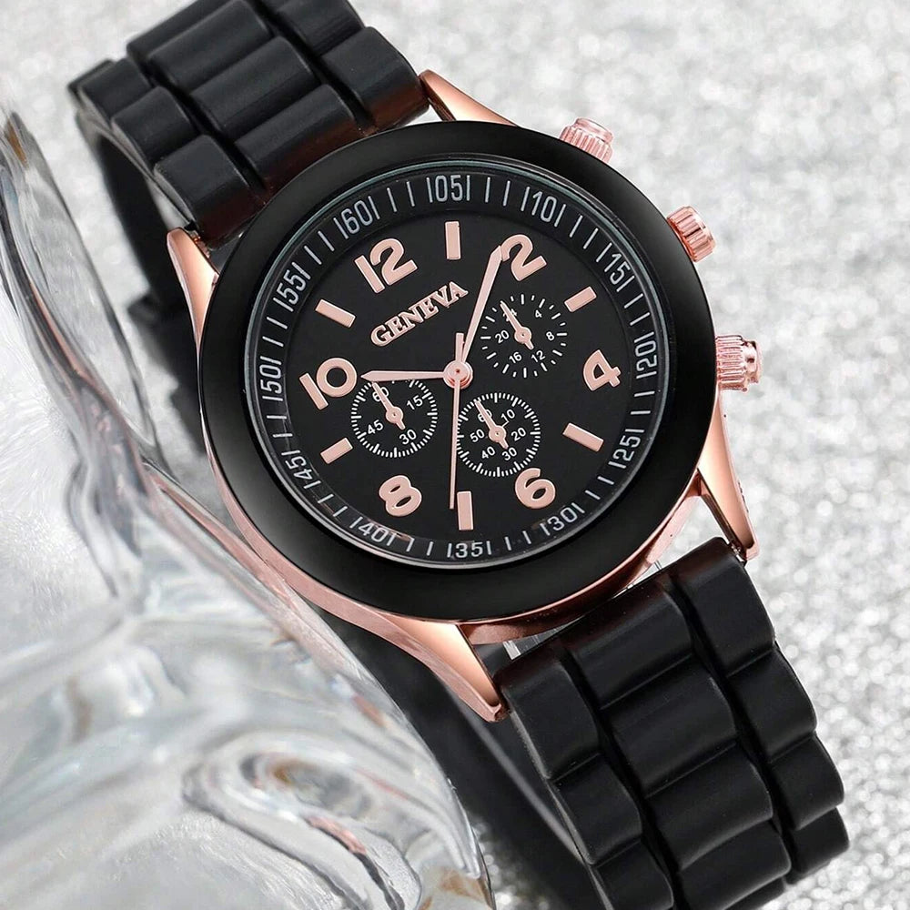 4Pcs New Luxury Women's Watch Fashion Luxury Elegant Alloy Wristwatch PU Leather Strap Couple Watch Quartz Holiday Gifts No Box